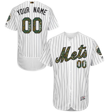 New York Mets White Memorial Day Men's Flexbase Customized Jersey New York Mets White Memorial Day Men's Flexbase Customized Jersey