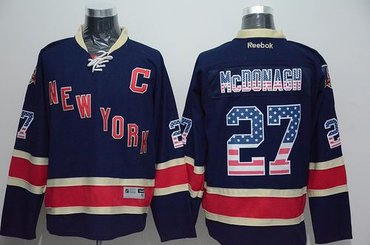 New York Rangers #27 Ryan McDonagh Navy Blue USA Flag Fashion Stitched NHL Jersey