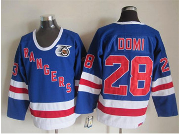 New York Rangers #28 DOMI 75 anniversary Blue Stitched NHL Jersey