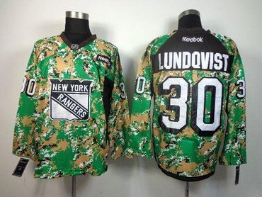 New York Rangers #30 Henrik Lundqvist Camo Veterans Day Practice NHL Jersey