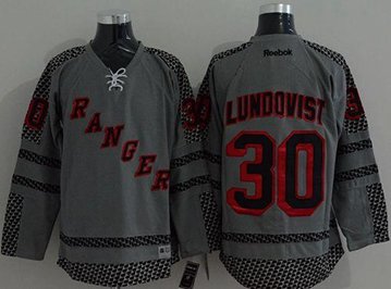 New York Rangers #30 Henrik Lundqvist Charcoal Cross Check Fashion Stitched NHL Jersey