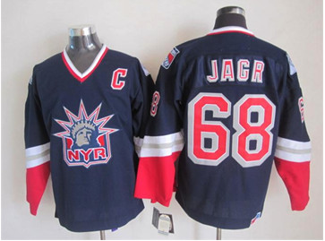 New York Rangers #68 JAGR Messier Dark Blue S titched NHL Jersey
