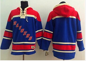 New York Rangers Blank Blue Sawyer Hooded Sweatshirt Stitched NHL Jersey
