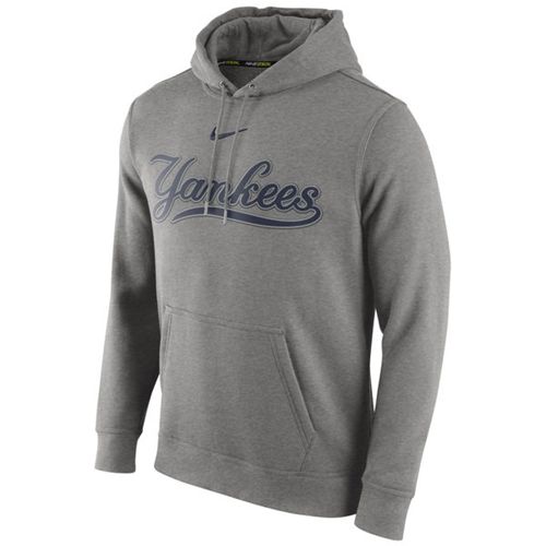 New York Yankees Nike Club Pullover Gray MLB Hoodie New York Yankees Nike Club Pullover Gray MLB Hoodie
