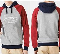 New York Yankees Pullover Hoodie Grey & Red New York Yankees Pullover Hoodie Grey & Red