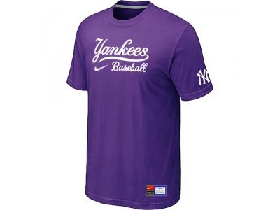 New York Yankees Purple NEW Short Sleeve Practice T-Shirt