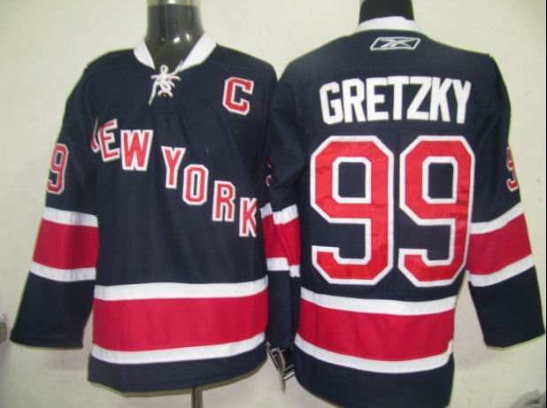 Nhl hockey jerseys NY Rangers 99 GRETZKY Dark blue 85th
