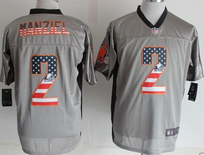 Nike Cleveland Browns #2 Johnny Manziel 2014 USA Flag Fashion Grey Shadow Elite Jerseys Nike Cleveland Browns #2 Johnny Manziel 2014 USA Flag Fashion Grey Shadow Elite Jerseys