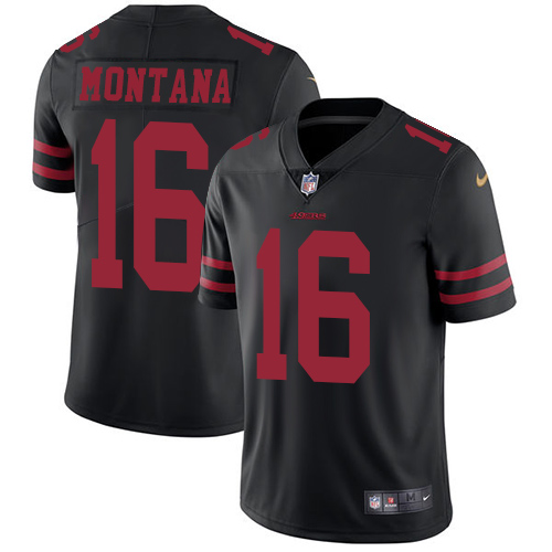 Nike 49ers #16 Joe Montana Black Alternate Men's Stitched NFL Vapor Untouchable Limited Jersey Nike 49ers #16 Joe Montana Black Alternate Men's Stitched NFL Vapor Untouchable Limited Jersey