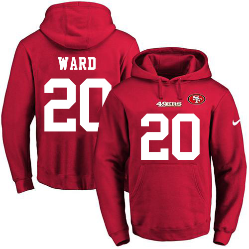 Nike 49ers #20 Jimmie Ward Red Name & Number Pullover NFL Hoodie