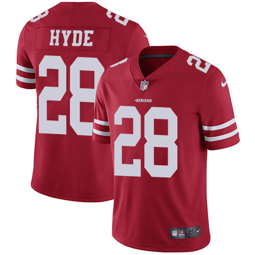 Nike 49ers #28 Carlos Hyde Red Team Color Men's Stitched NFL Vapor Untouchable Limited Jersey Nike 49ers #28 Carlos Hyde Red Team Color Men's Stitched NFL Vapor Untouchable Limited Jersey
