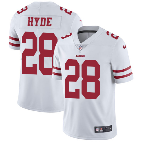 Nike 49ers #28 Carlos Hyde White Men's Stitched NFL Vapor Untouchable Limited Jersey Nike 49ers #28 Carlos Hyde White Men's Stitched NFL Vapor Untouchable Limited Jersey