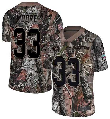 Nike 49ers #33 Tarvarius Moore Camo Men's Stitched NFL Limited Rush Realtree Jersey