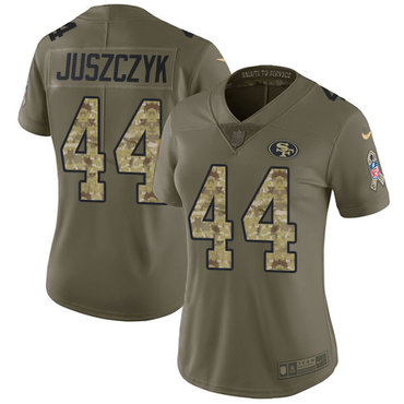 Nike 49ers #44 Kyle Juszczyk Olive Camo Women's Stitched NFL Limited 2017 Salute to Service Jersey