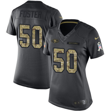 Nike 49ers #50 Reuben Foster Black Women's Stitched NFL Limited 2016 Salute to Service Jersey