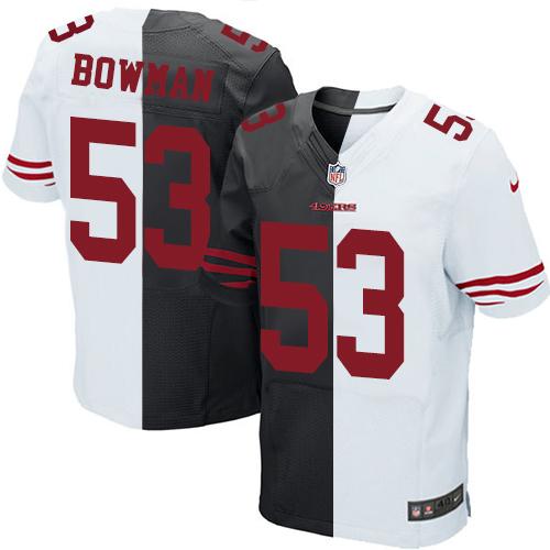 Nike 49ers #53 NaVorro Bowman Black White Men's Stitched NFL Elite Split Jersey Nike 49ers #53 NaVorro Bowman Black White Men's Stitched NFL Elite Split Jersey