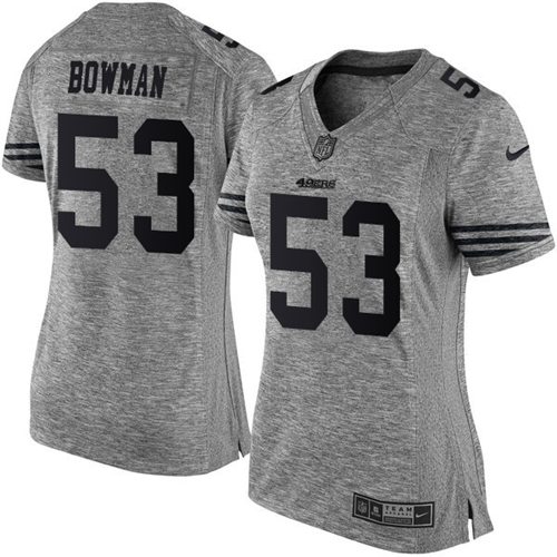 Nike 49ers #53 NaVorro Bowman Gray Women's Stitched NFL Limited Gridiron Gray Jersey
