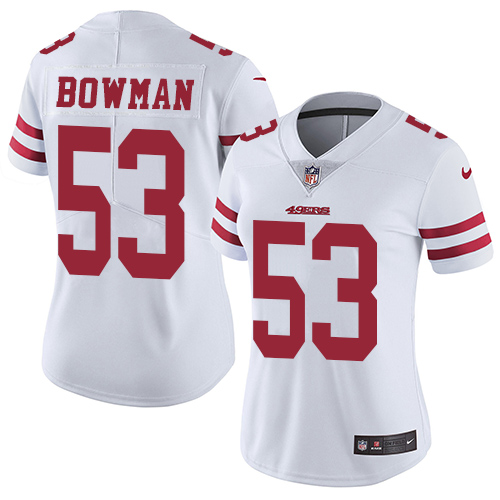Nike 49ers #53 NaVorro Bowman White Women's Stitched NFL Vapor Untouchable Limited Jersey