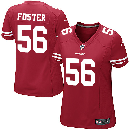 Nike 49ers #56 Reuben Foster Red Team Color Women's Stitched NFL Elite Jersey