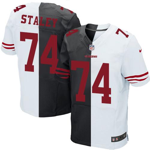Nike 49ers #74 Joe Staley Black White Men's Stitched NFL Elite Split Jersey Nike 49ers #74 Joe Staley Black White Men's Stitched NFL Elite Split Jersey