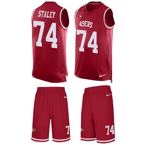 Nike 49ers #74 Joe Staley Red Team Color Men's Stitched NFL Limited Tank Top Suit Jersey Nike 49ers #74 Joe Staley Red Team Color Men's Stitched NFL Limited Tank Top Suit Jersey