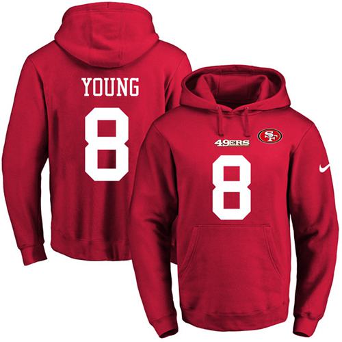 Nike 49ers #8 Steve Young Red Name & Number Pullover NFL Hoodie Nike 49ers #8 Steve Young Red Name & Number Pullover NFL Hoodie