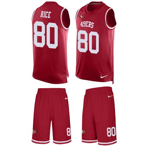 Nike 49ers #80 Jerry Rice Red Team Color Men's Stitched NFL Limited Tank Top Suit Jersey Nike 49ers #80 Jerry Rice Red Team Color Men's Stitched NFL Limited Tank Top Suit Jersey