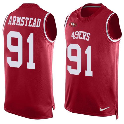 Nike 49ers #91 Arik Armstead Red Team Color Men's Stitched NFL Limited Tank Top Jersey Nike 49ers #91 Arik Armstead Red Team Color Men's Stitched NFL Limited Tank Top Jersey