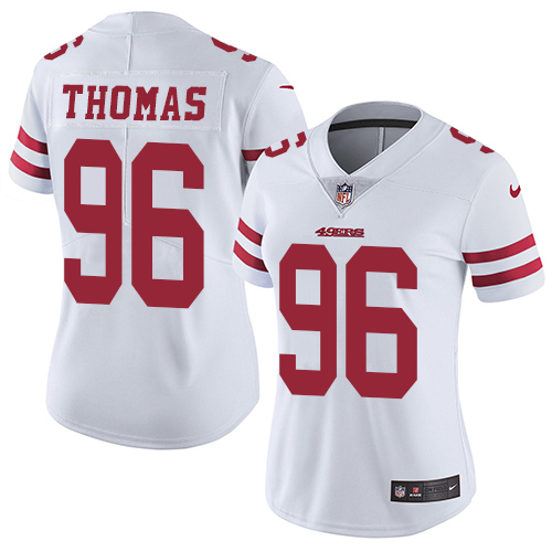 Nike 49ers #96 Solomon Thomas White Women's Stitched NFL Vapor Untouchable Limited Jersey