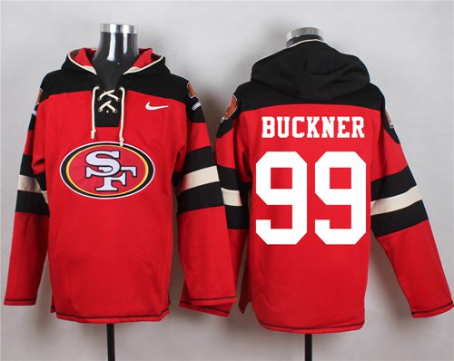 Nike 49ers #99 DeForest Buckner Red Player Pullover NFL Hoodie Nike 49ers #99 DeForest Buckner Red Player Pullover NFL Hoodie