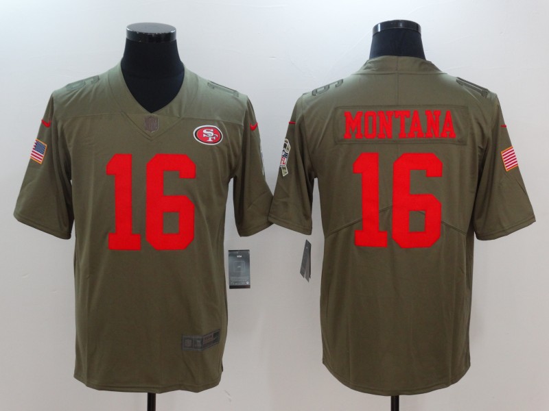Nike 49ers 16 Joe Montana Olive Salute To Service Limited Jersey Nike 49ers 16 Joe Montana Olive Salute To Service Limited Jersey