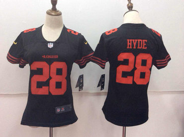 Nike 49ers 28 Carlos Hyde Women Vapor Untouchable Player Limited Jersey