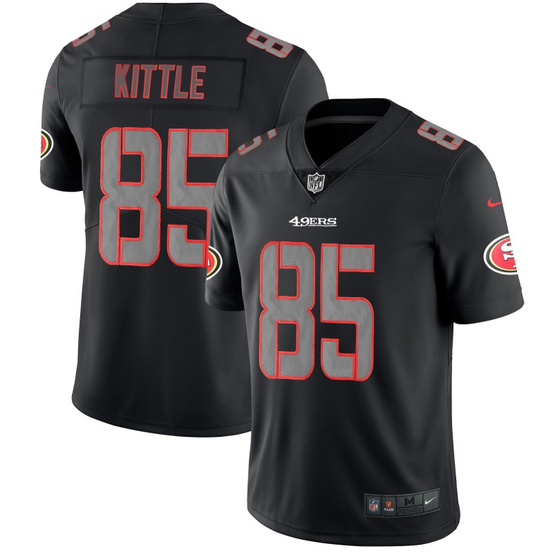 Nike 49ers 85 George Kittle Black Impact Rush Limited Jersey