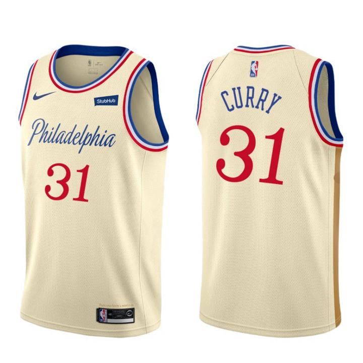 Nike 76ers #31 Seth Curry Men's Unveil 2019-20 City Edition Swingman NBA Jersey Cream White Nike 76ers #31 Seth Curry Men's Unveil 2019-20 City Edition Swingman NBA Jersey Cream White