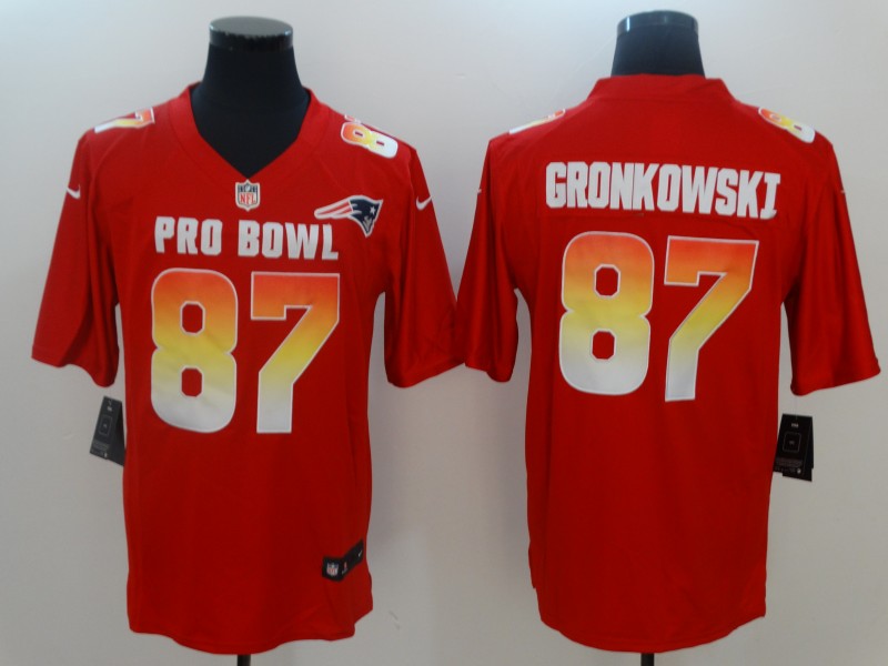 Nike AFC Patriots 87 Rob Gronkowski Red 2018 Pro Bowl Game Jersey Nike AFC Patriots 87 Rob Gronkowski Red 2018 Pro Bowl Game Jersey