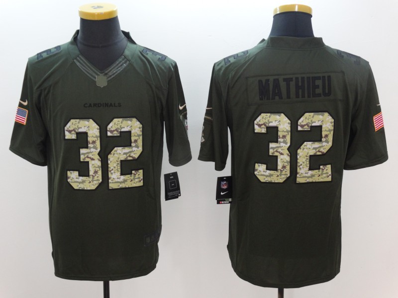Nike Arizona Cardinals #32 Tyrann Mathieu  Green Men's Stitched NFL Limited Salute To Service Jersey