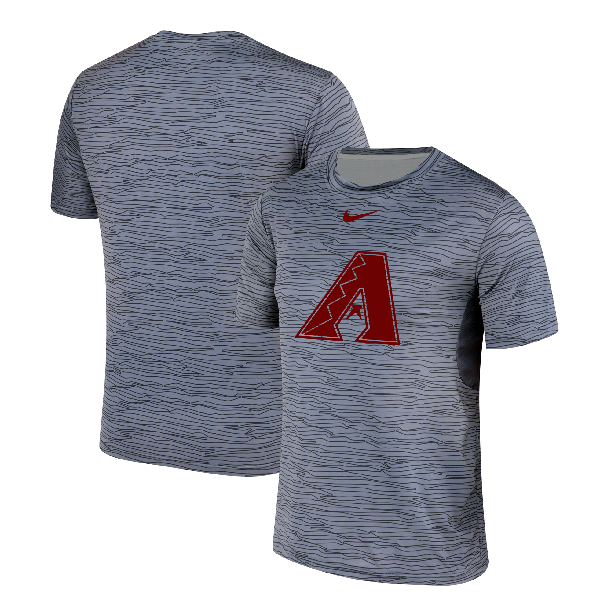 Nike Arizona Diamondbacks Crimson Gray Black Striped Logo Performance T-Shirt Nike Arizona Diamondbacks Crimson Gray Black Striped Logo Performance T-Shirt