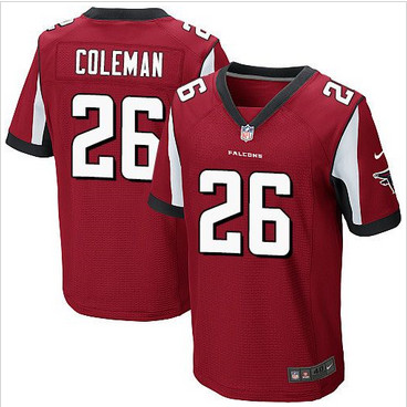Nike Atlanta Falcons #26 Tevin Coleman Red Team Color Men's Stitched NFL Elite Jersey