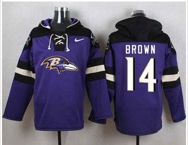 Nike Baltimore Ravens #14 Marlon Brown Purple Player Pullover NFL Hoodie Nike Baltimore Ravens #14 Marlon Brown Purple Player Pullover NFL Hoodie