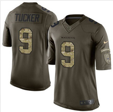 Nike Baltimore Ravens #9 Justin Tucker Green Men's Stitched NFL Limited Salute to Service Jersey Nike Baltimore Ravens #9 Justin Tucker Green Men's Stitched NFL Limited Salute to Service Jersey