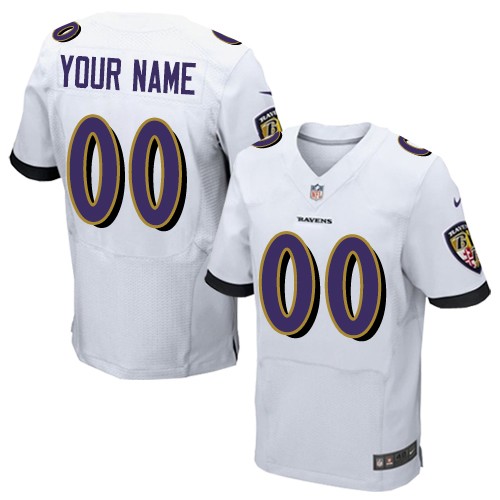Nike Baltimore Ravens Elite White Road Men's Jersey NFL Customized jerseys