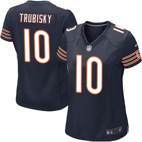 Nike Bears #10 Mitchell Trubisky Navy Blue Team Color Women's Stitched NFL Elite Jersey