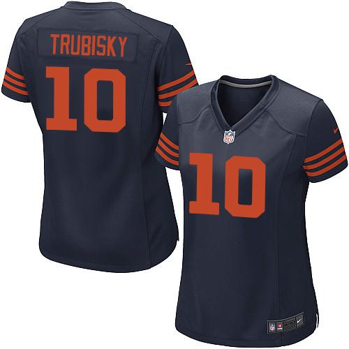Nike Bears #10 Mitchell Trubisky Navy Blue Women's Stitched NFL 1940s Throwback Elite Jersey