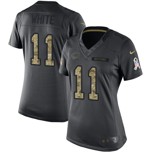 Nike Bears #11 Kevin White Black Women's Stitched NFL Limited 2016 Salute to Service Jersey