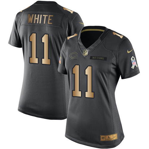 Nike Bears #11 Kevin White Black Women's Stitched NFL Limited Gold Salute to Service Jersey