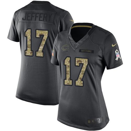 Nike Bears #17 Alshon Jeffery Black Women's Stitched NFL Limited 2016 Salute to Service Jersey