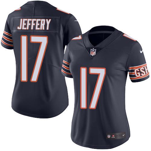 Nike Bears #17 Alshon Jeffery Navy Blue Women's Stitched NFL Limited Rush Jersey