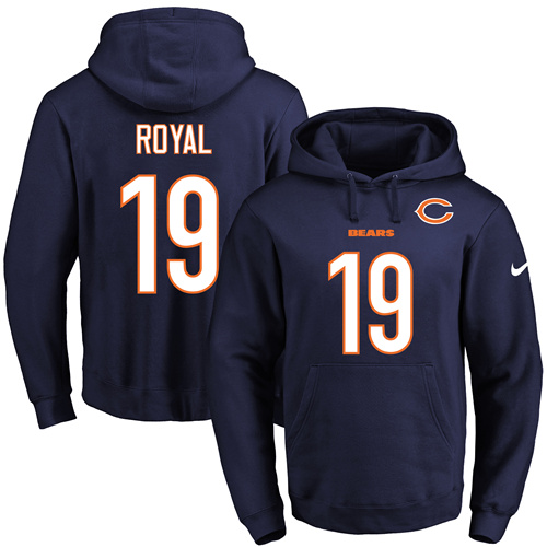 Nike Bears #19 Eddie Royal Navy Blue Name & Number Pullover NFL Hoodie