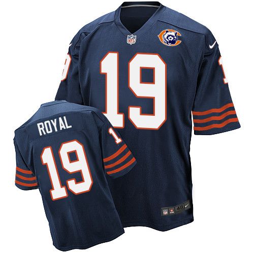 Nike Bears #19 Eddie Royal Navy Blue Throwback Men's Stitched NFL Elite Jersey Nike Bears #19 Eddie Royal Navy Blue Throwback Men's Stitched NFL Elite Jersey