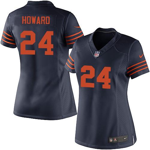 Nike Bears #24 Jordan Howard Navy Blue Alternate Women's Stitched NFL Elite Jersey